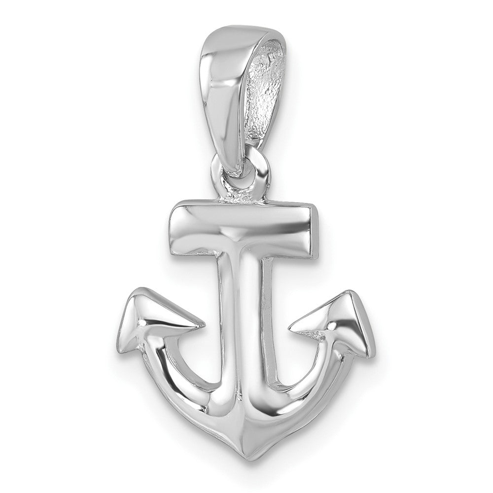 Sterling Silver Rhodium-Plated Polished Anchor Pendant PLP-031