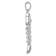 Sterling Silver Rhodium-plated Polished Blue CZ Eye Bonefish Pendant PLP-053