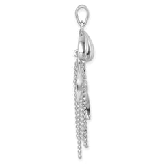 Sterling Silver Rhodium-plated Polished Moveable Jelly Fish Pendant PLP-100