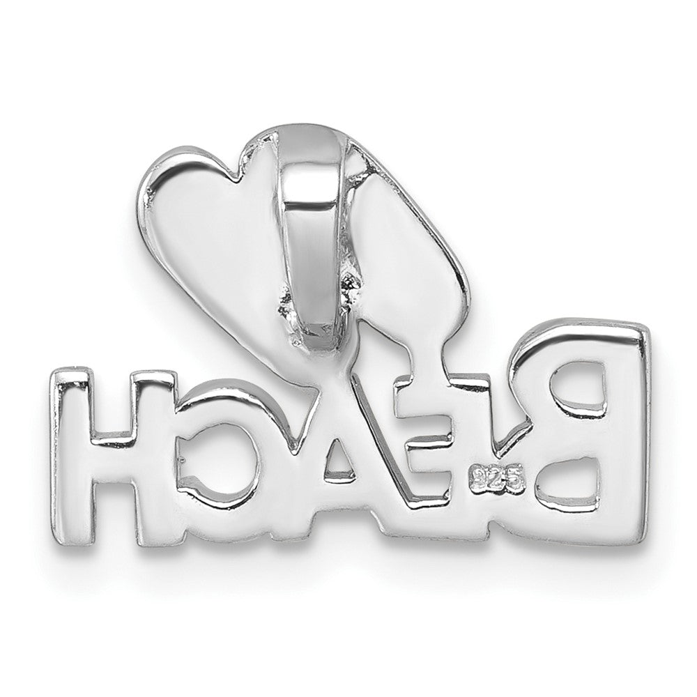 Sterling Silver Rh-Plated Polished Double Flipflop & 'Beach' Chain Slide PLP-101