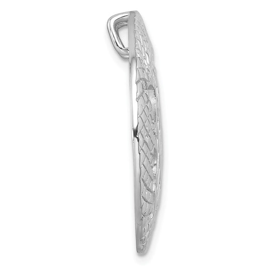 Sterling Silver Rhodium-Plated Polished and Textured Cutout Turtle Chain Slide PLP-103