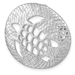 Sterling Silver Rhodium-Plated Polished and Textured Cutout Turtle Chain Slide PLP-103