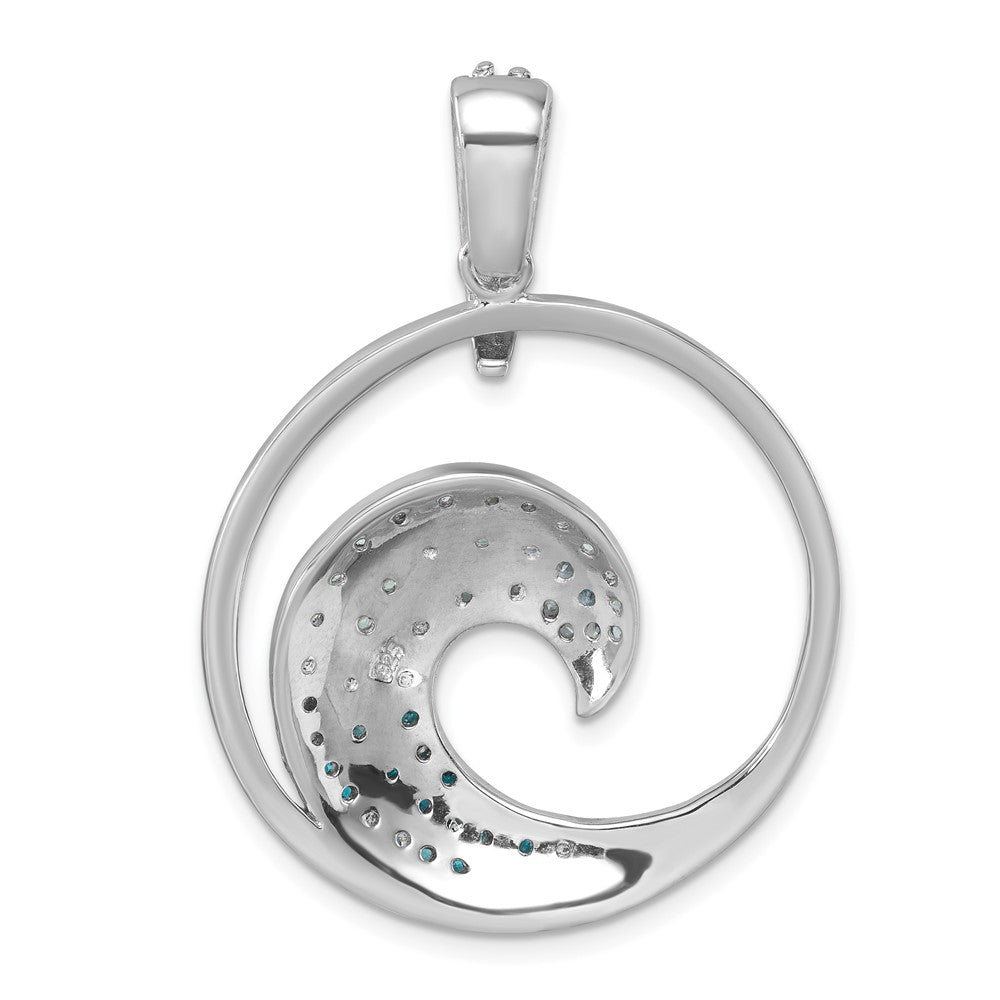 Sterling Silver Rhodium-Plated Polished CZ Wave Pendant PLP-214