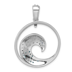 Sterling Silver Rhodium-Plated Polished CZ Wave Pendant PLP-214