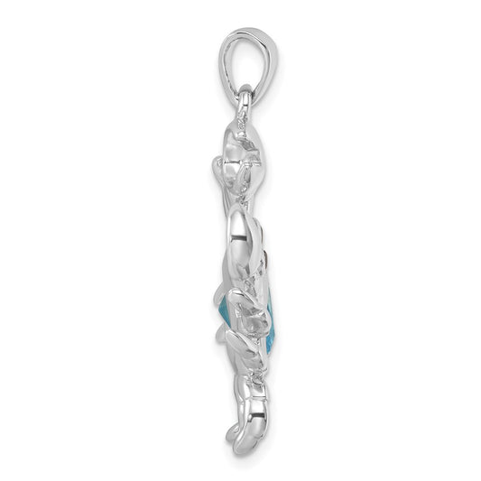 Sterling Silver Rhodium-plated Polished CZ Crab Pendant PLP-355