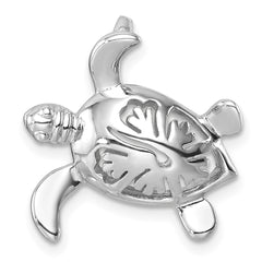 Sterling Silver Rhodium-Plated Polished Flower Back Turtle Chain Slide PLP-360