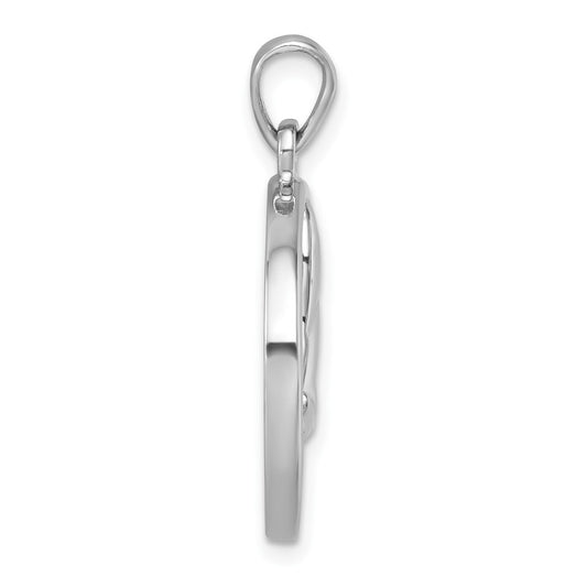 Sterling Silver Rhodium-Plated Polished Blue Aventurine Ocean Whale's Tail Pendant PLP-384