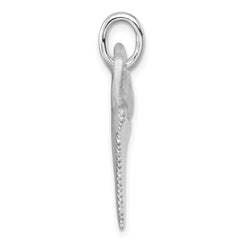 Sterling Silver Rhodium-Plated Brushed and Polished Great White Shark Tooth Pendant PLP-406