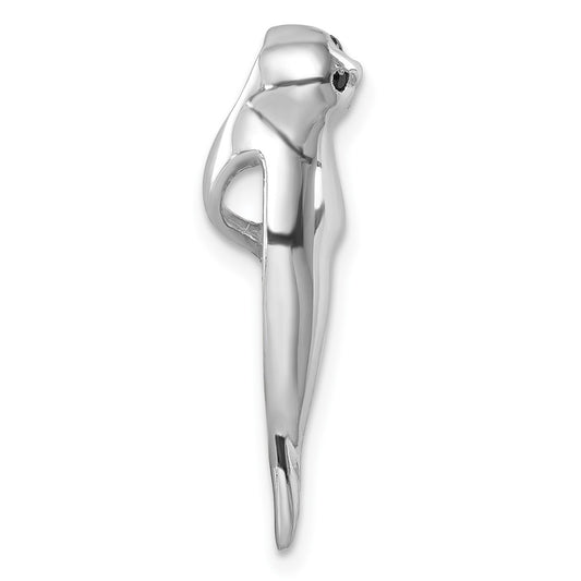 Sterling Silver Rhodium-plated Polished CZ Eye Harbor Seal Pendant PLP-440