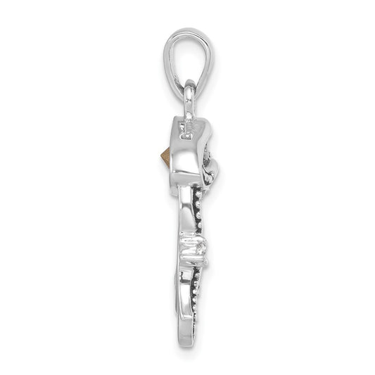 Sterling Silver Rhodium-plated Polished Crystal and CZ Jelly Fish Pendant PLP-515
