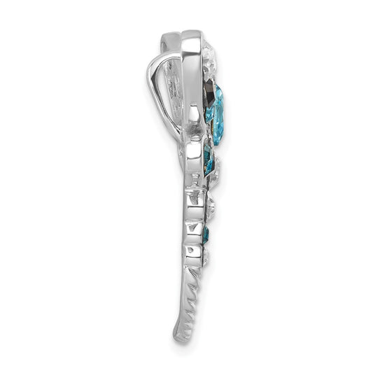 Sterling Silver Rhodium-plated Polished Crystal Inlay Dragonfly Chain Slide PLP-532