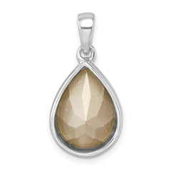 Sterling Silver Rhodium-Plated Polished Crystal Wave Tear Drop Pendant PLP-605