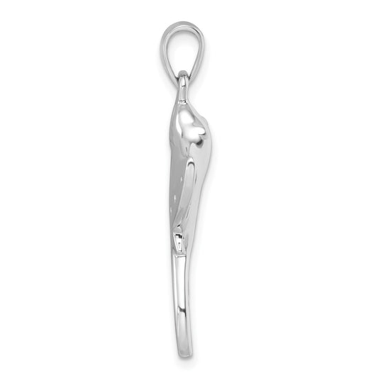 Sterling Silver Rhodium-plated Polished CZ Sting Ray Pendant PLP-762