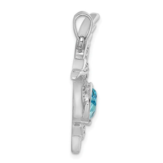 Sterling Silver Rhodium-plated Polished Crystal Hummingbird Pendant PLP-800