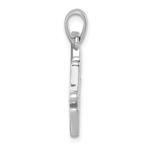 Sterling Silver Rhodium-Plated Polished 'Make Waves' with Crystal Pendant PLP-824