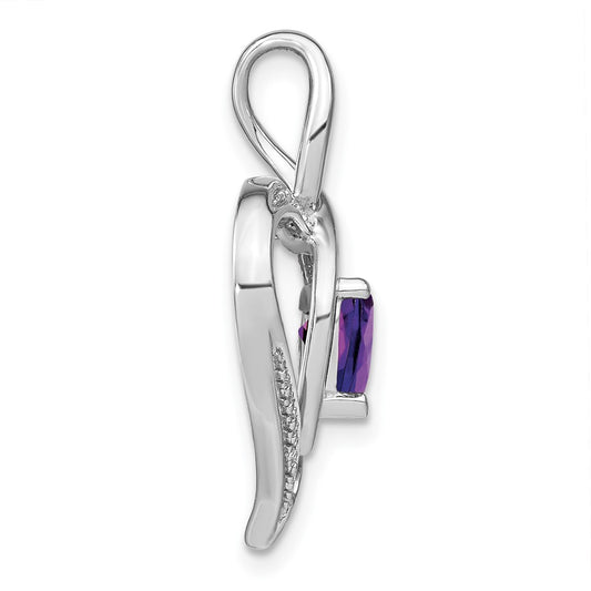 Sterling Silver Rhodium-plated Amethyst and Diamond Pendant PM4440-AM-001-SSA