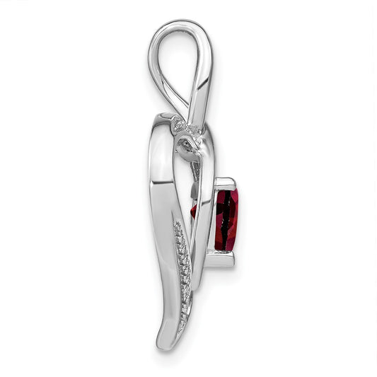 Sterling Silver Rhodium-plated Garnet and Diamond Pendant PM4440-GA-001-SSA