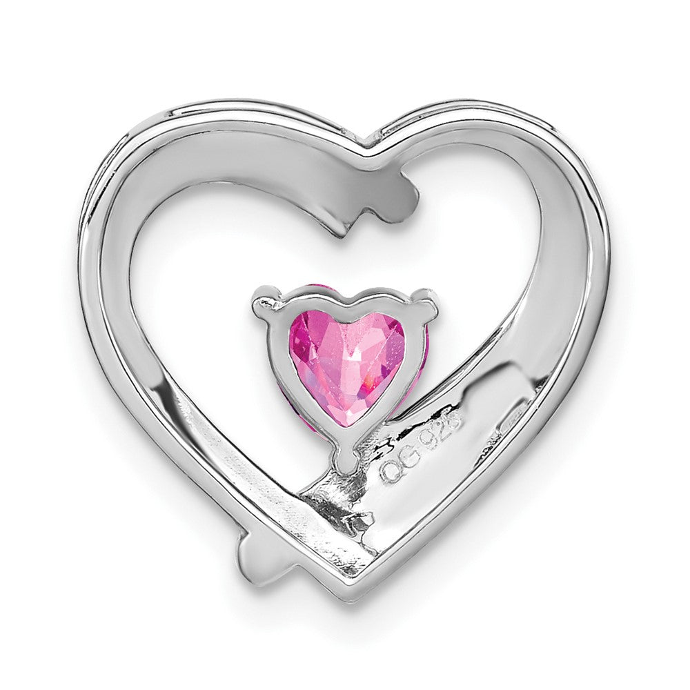 Sterling Silver Rhod-plated Created Pink Sapphire/Diamond Pendant PM7018-CPS-005-SSA