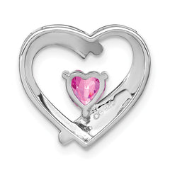 Sterling Silver Rhod-plated Created Pink Sapphire/Diamond Pendant PM7018-CPS-005-SSA