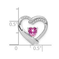 Sterling Silver Rhod-plated Created Pink Sapphire/Diamond Pendant PM7018-CPS-005-SSA