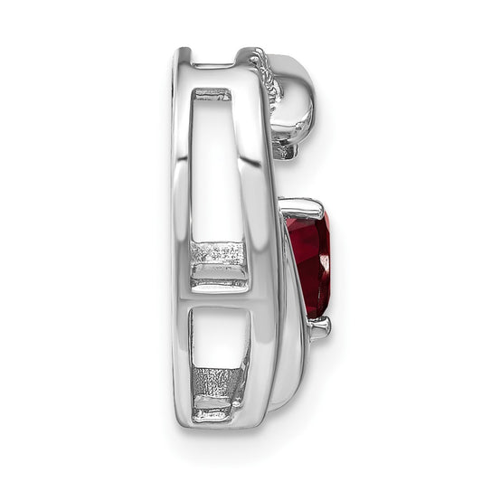 Sterling Silver Rhodium-plated Garnet and Diamond Pendant PM7018-GA-005-SSA