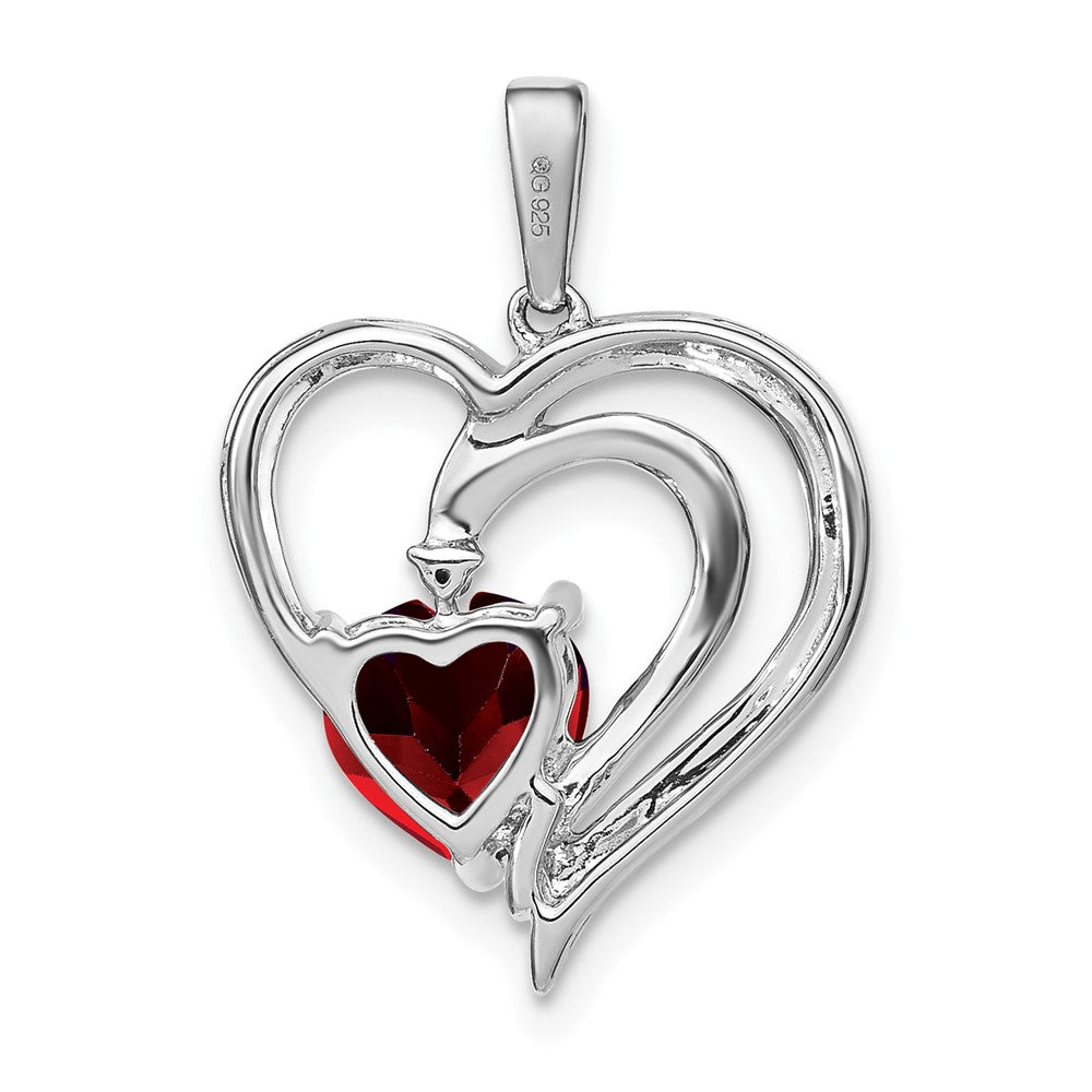 Sterling Silver Rhodium-plated Garnet and Diamond Pendant PM7025-GA-001-SSA
