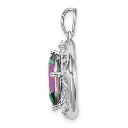 Sterling Silver Rhodium-plated Mystic Fire Topaz/Diamond Pendant PM7078-FT-002-SSA