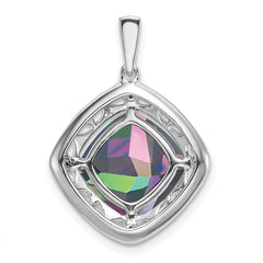 Sterling Silver Rhodium-plated Mystic Fire Topaz/Diamond Pendant PM7078-FT-002-SSA