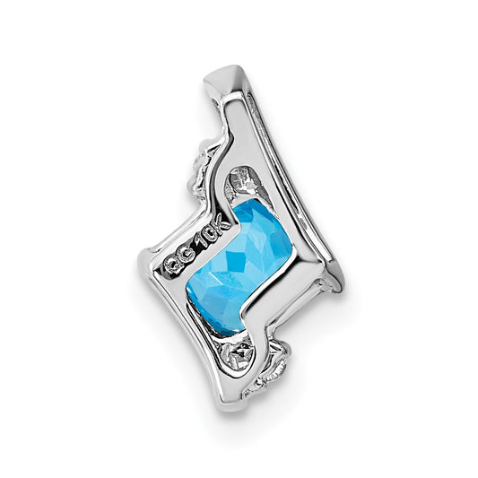 Sterling Silver Antique Cushion Blue Topaz and Diamond Pendant PM7398-BT-002-SSA