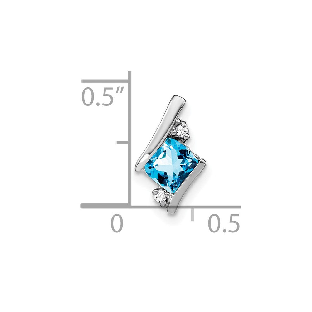 Sterling Silver Antique Cushion Blue Topaz and Diamond Pendant PM7398-BT-002-SSA