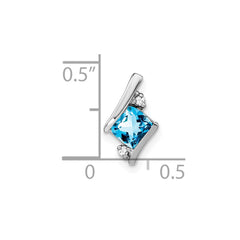 Sterling Silver Antique Cushion Blue Topaz and Diamond Pendant PM7398-BT-002-SSA