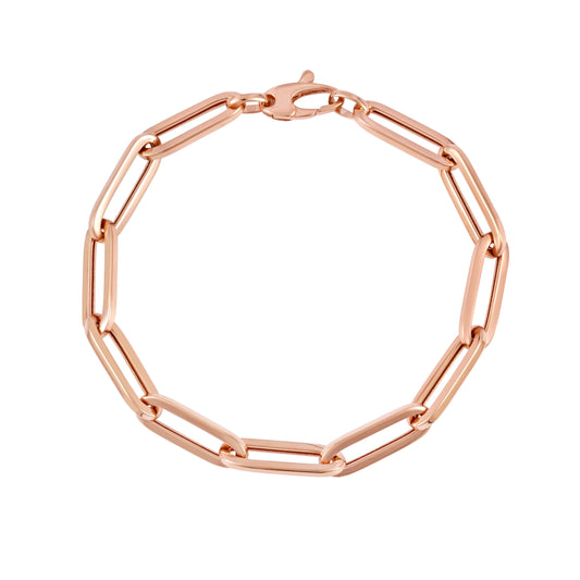 Rose Gold Polished Lite Paperclip Link Necklace