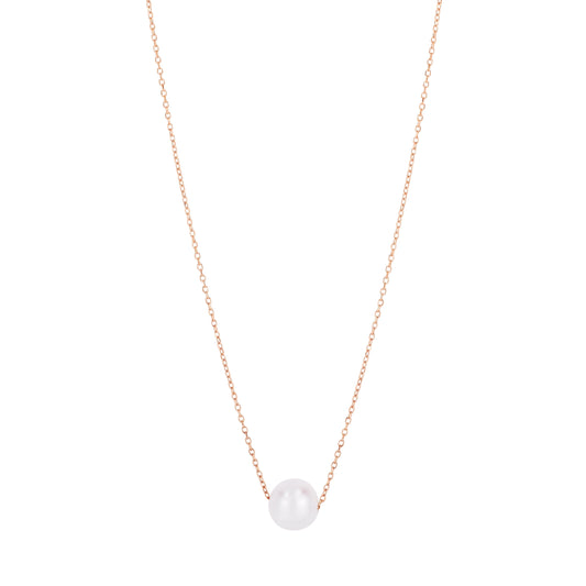 Rose Gold Diamond Cut/ Textured Gold & Pearl Fashion Necklace