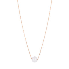 Rose Gold Diamond Cut/ Textured Gold & Pearl Fashion Necklace