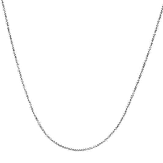 White Platinum Diamond Cut/ Textured Diamond Cut Square Wheat Necklace