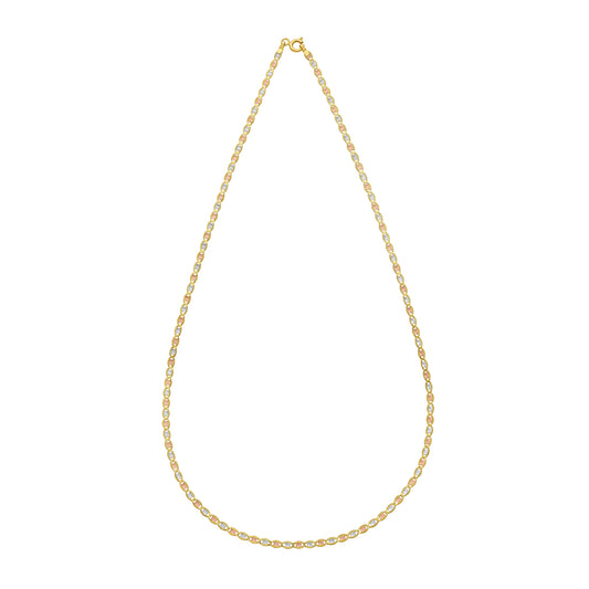 Tri-color Gold Polished Pave Valentino Chain Necklace