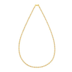 Tri-color Gold Polished Pave Valentino Chain Necklace
