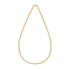 Tri-color Gold Polished Pave Valentino Chain Necklace