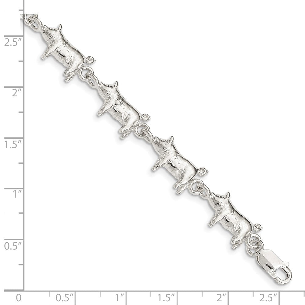 Sterling Silver Pig Bracelet QA10-7