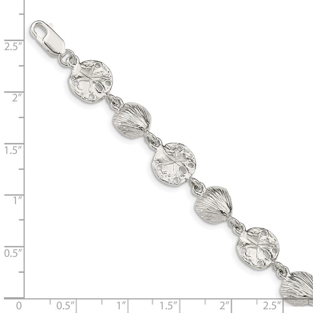 Sterling Silver Seashells and Sand Dollars Bracelet QA31-7