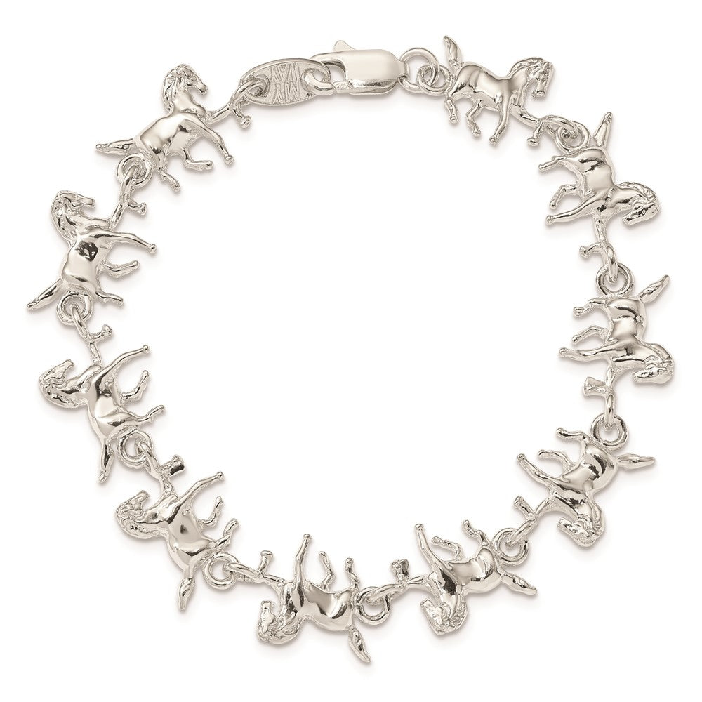 Sterling Silver Horses Bracelet QA5-7
