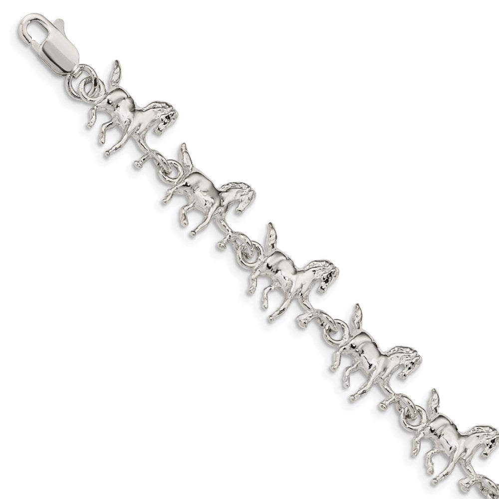 Sterling Silver Horses Bracelet QA5-7