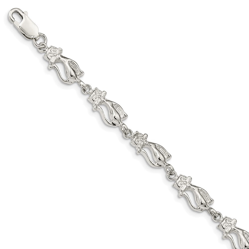 Sterling Silver Cats Bracelet QA7-7
