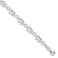 Sterling Silver Polished Elephant Bracelet QA70-7.5