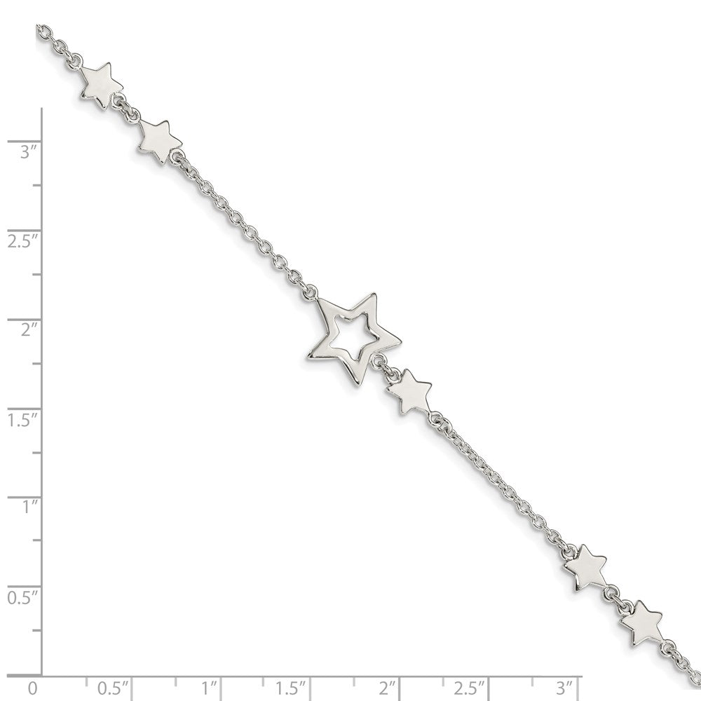 Sterling Silver Star Bracelet QA71-7.5