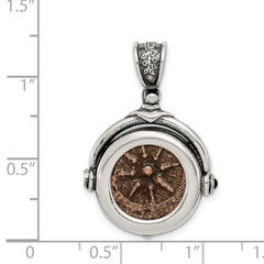 Ancient Coins Sterling Silver and Bronze Antiqued Widow's Mite Coin Reversible Pendant with a Certificate of Authenticity QAC100