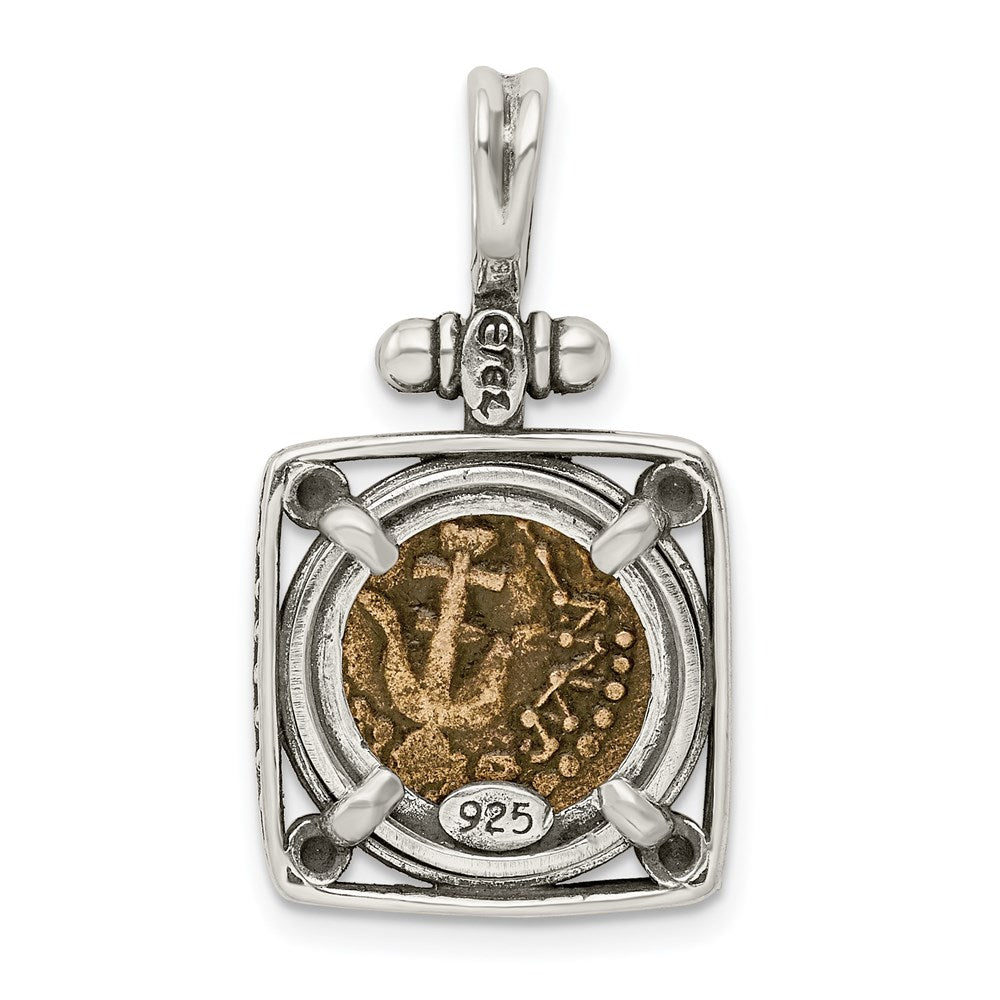 Ancient Coins Sterling Silver and Bronze Antiqued Widow's Mite Coin Pendant with a Certificate of Authenticity QAC102
