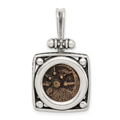 Ancient Coins Sterling Silver and Bronze Antiqued Widow's Mite Coin Pendant with a Certificate of Authenticity QAC102