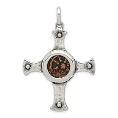 Ancient Coins Sterling Silver and Bronze Antiqued Widow's Mite Coin Cross Pendant with a Certificate of Authenticity QAC106