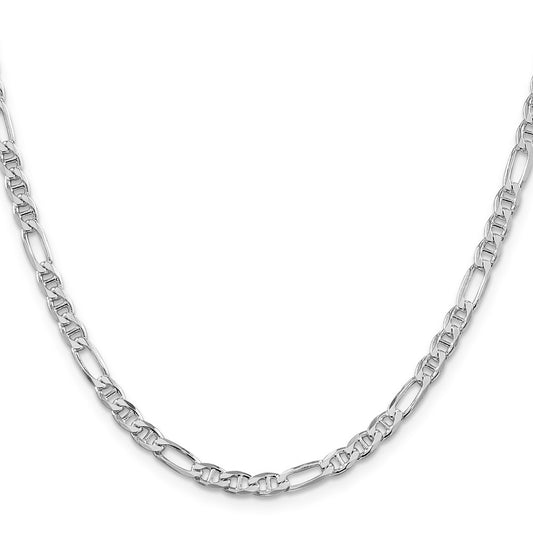 Sterling Silver Rhodium-plated 3.75mm Figaro Anchor ChainQAF100R